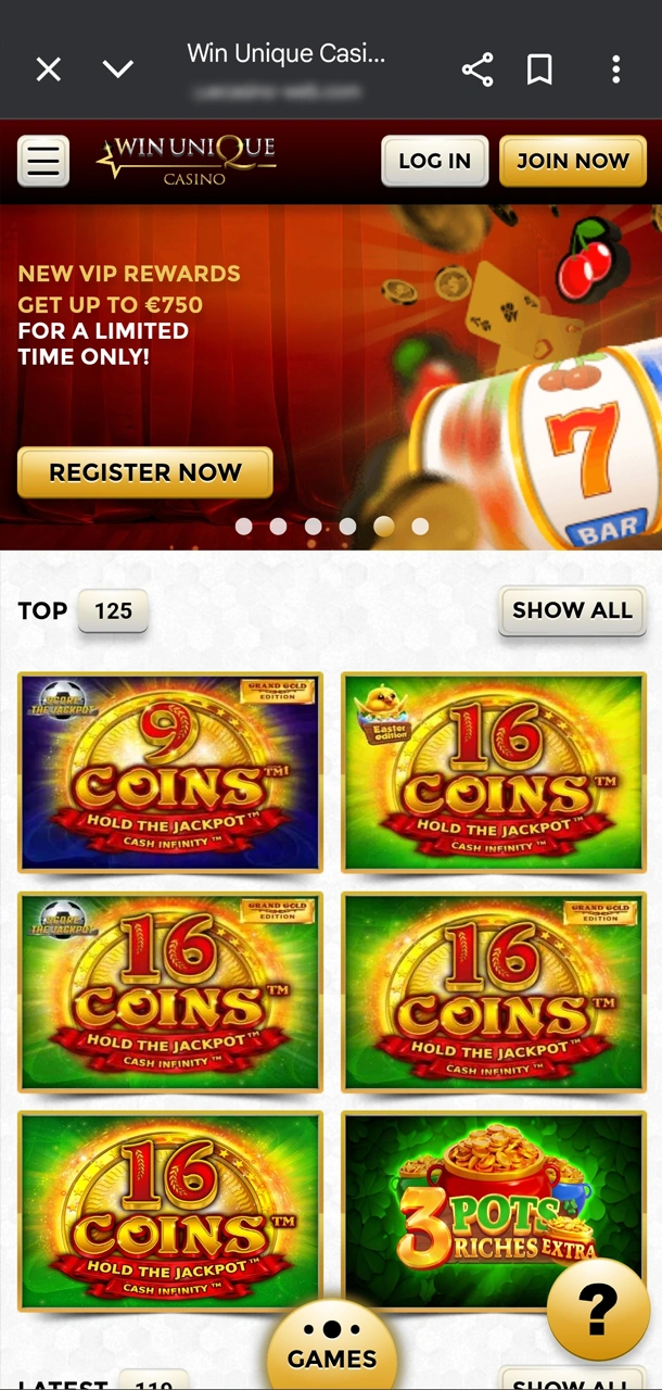 Go to the Win Unique Casino website and start installing the Android app.