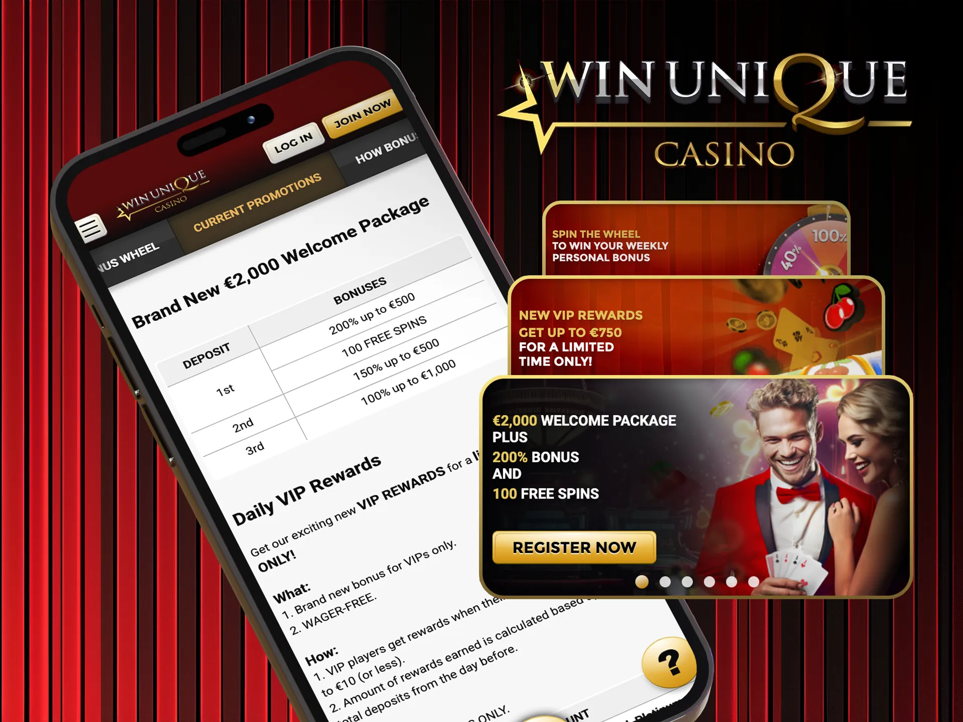 Install the app and claim your bonuses at Win Unique Casino.