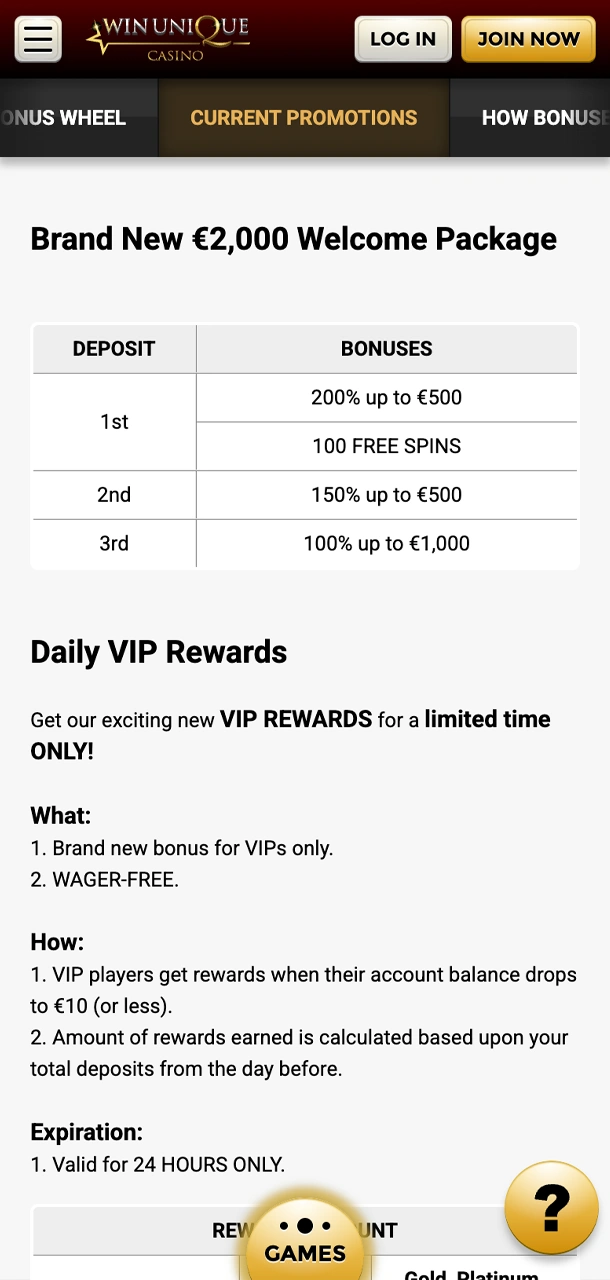 All Win Unique Casino bonuses are always at your fingertips in the app.