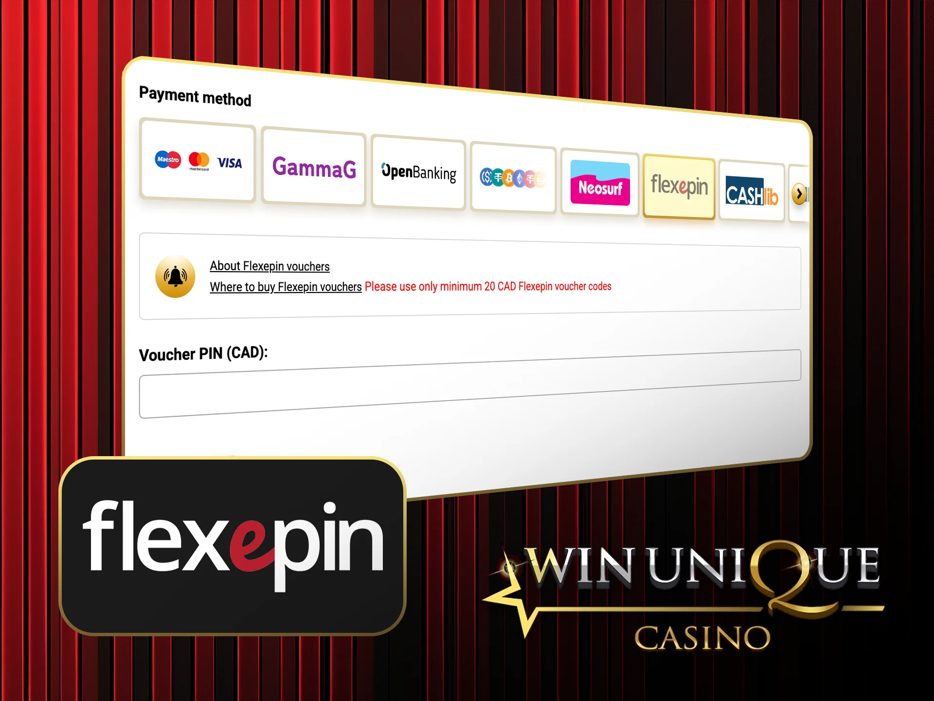 Use Flexepin for quick, private deposits at Win Unique Casino.