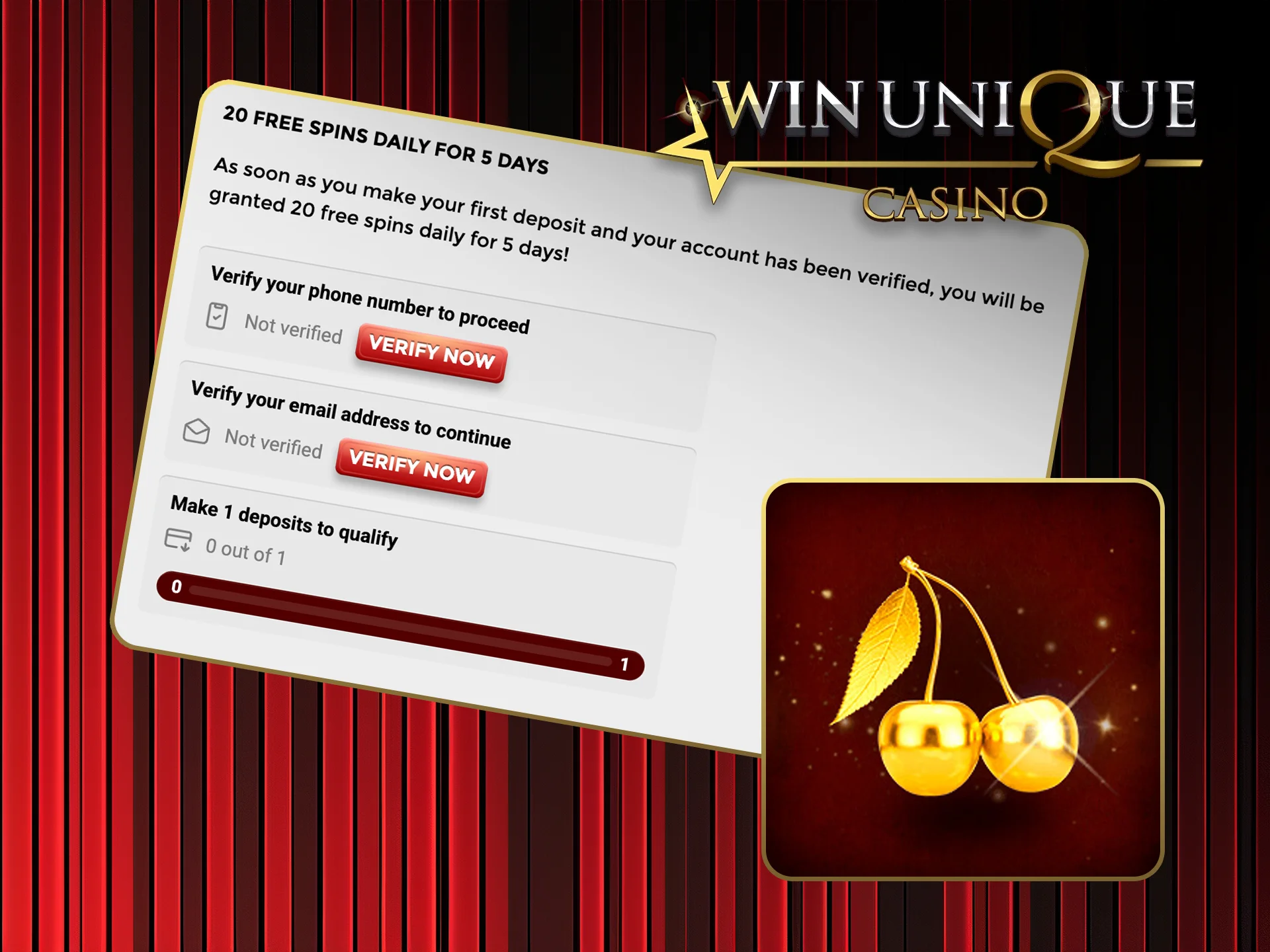 Claim 20 free spins on top slots at Win Unique Casino now.