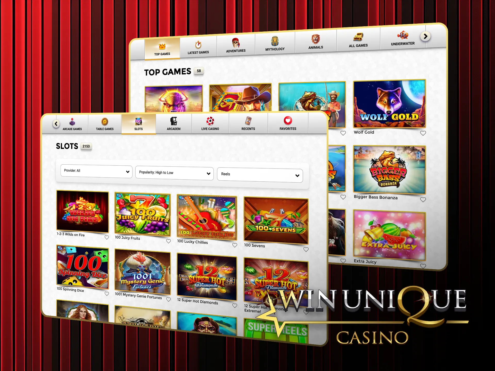 Explore top-rated games and start playing at Win Unique Casino today.