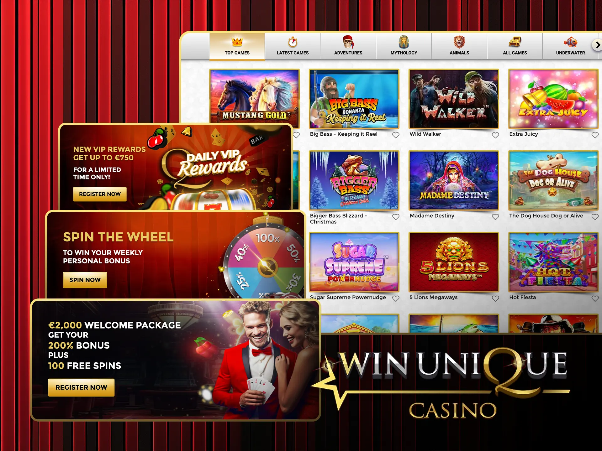 Enjoy incredible bonus offers and rewards on casino games at Win Unique Casino.