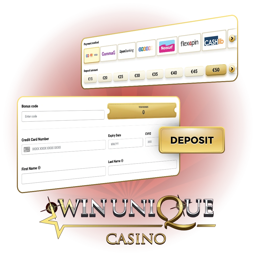 Make your first deposit at Win Unique Casino and get a bonus.