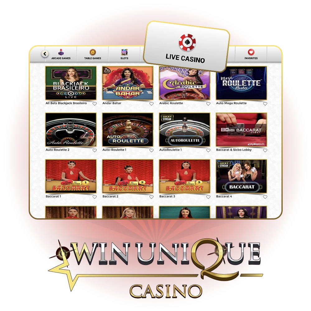 Experience the atmosphere of a real casino at Win Unique Casino.