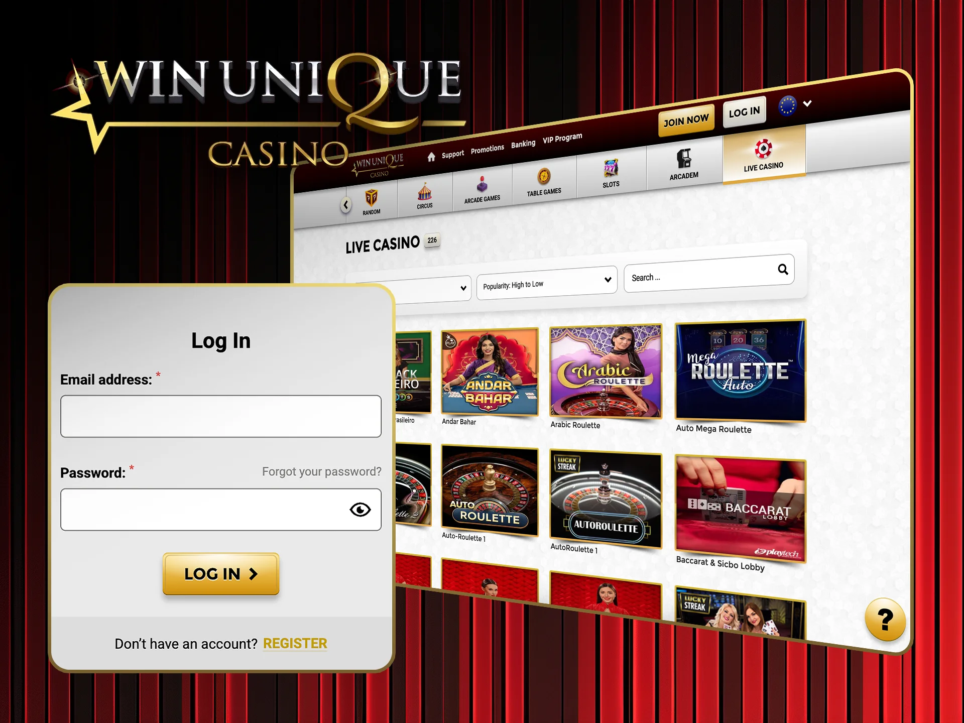 Learn how to play live casino games and enjoy real dealer action at Win Unique Casino.