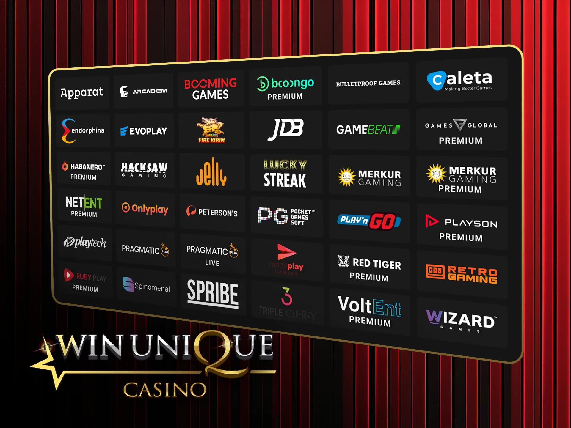 Play games from top providers on Win Unique Casino.