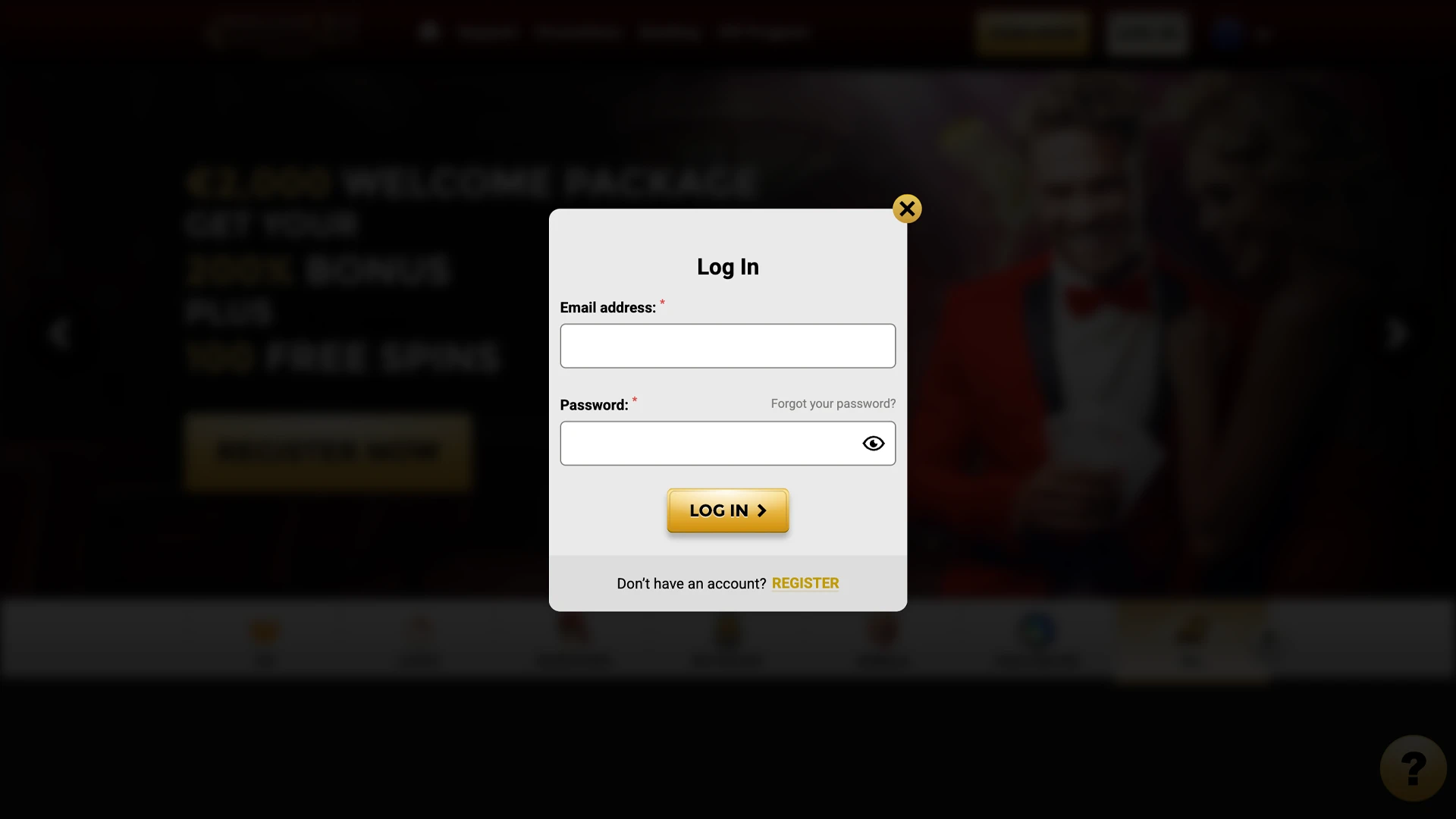 Open the login form and log in to your account at Win Unique Casino.