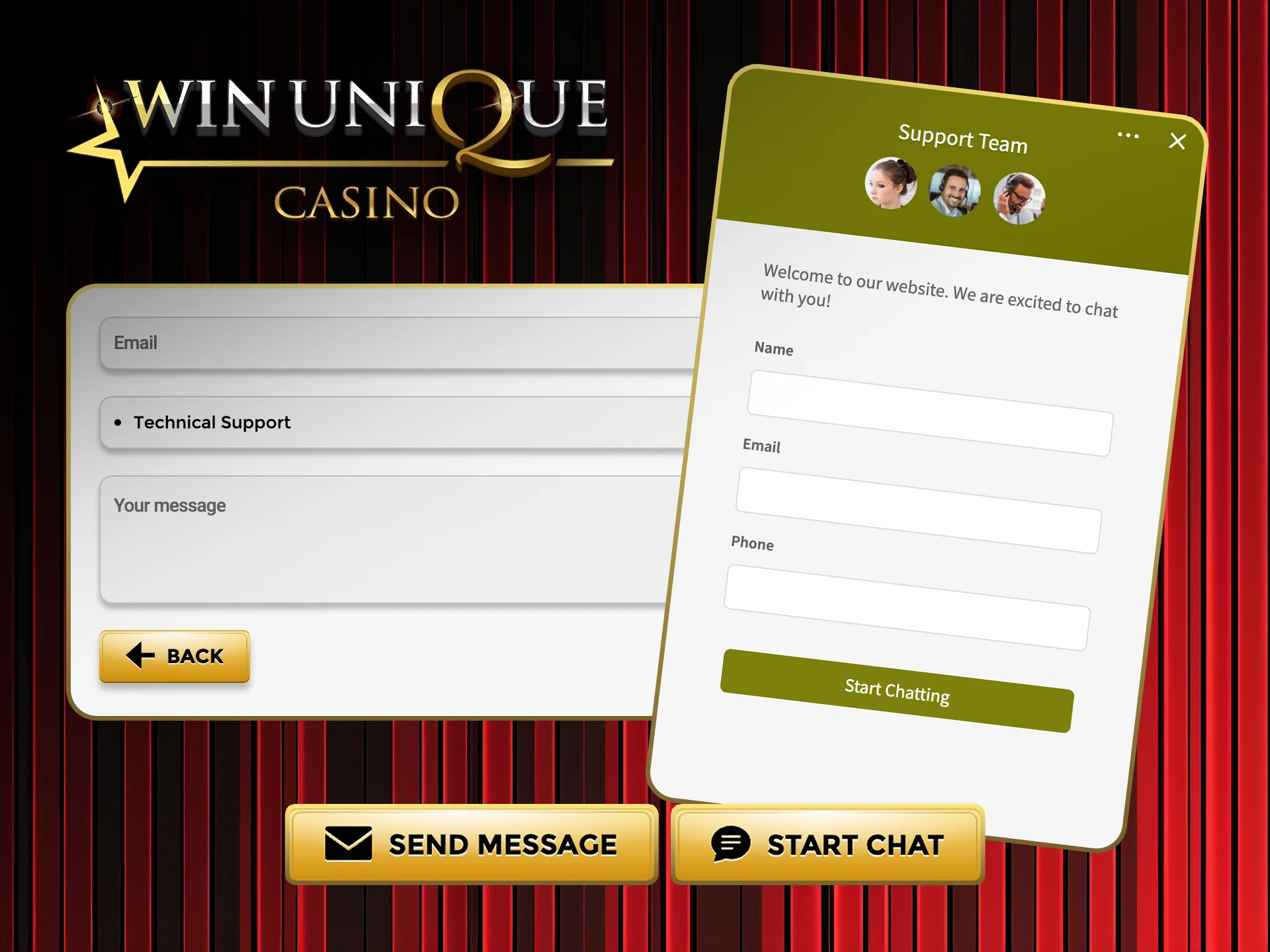 Explore multiple support channels to get help at Win Unique Casino.