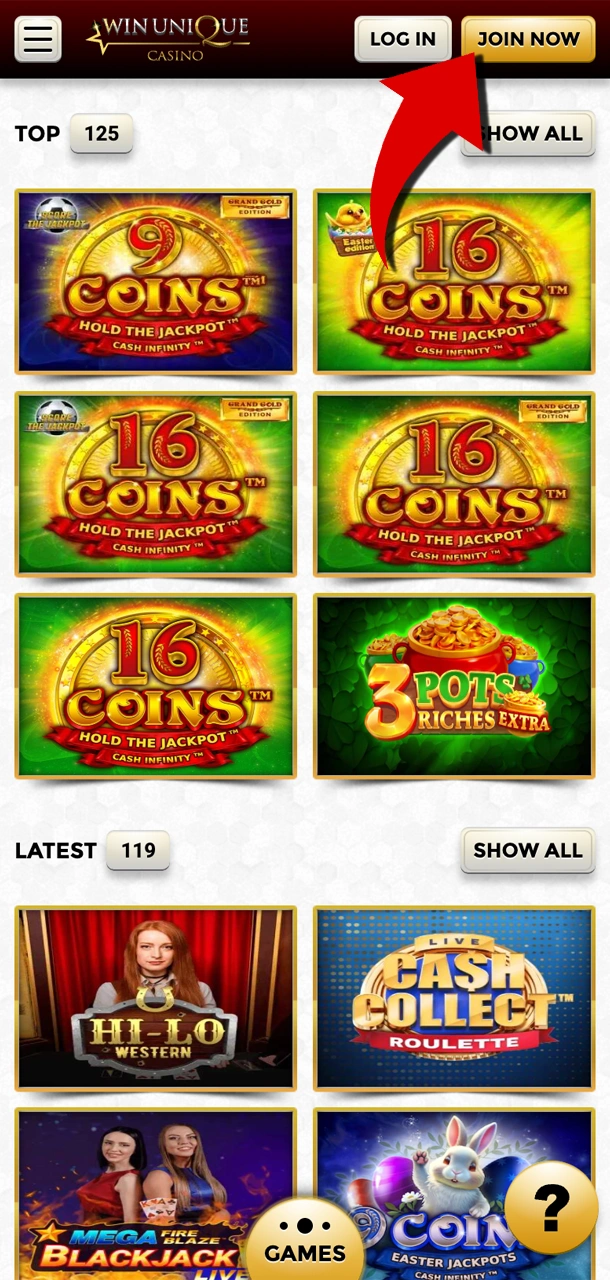 Create an account and start playing at Win Unique Casino to become a VIP.