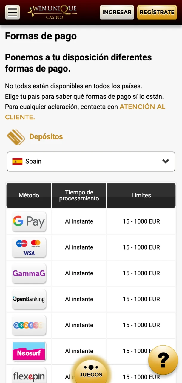 Administra tus finanzas en la aplicación Win Unique Casino.