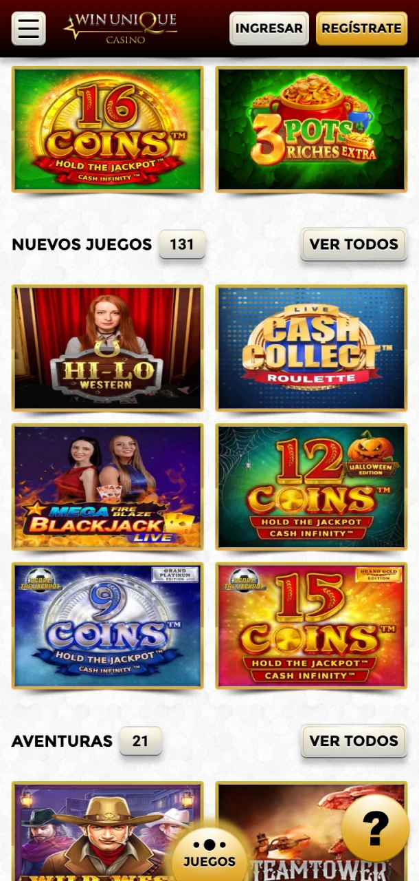 Juega a tus tragamonedas favoritas en Win Unique Casino directamente desde tu teléfono.