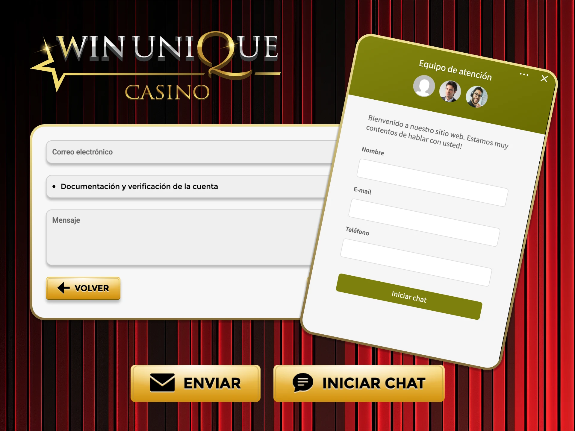 Explore múltiples canales de soporte para obtener ayuda en Win Unique Casino.