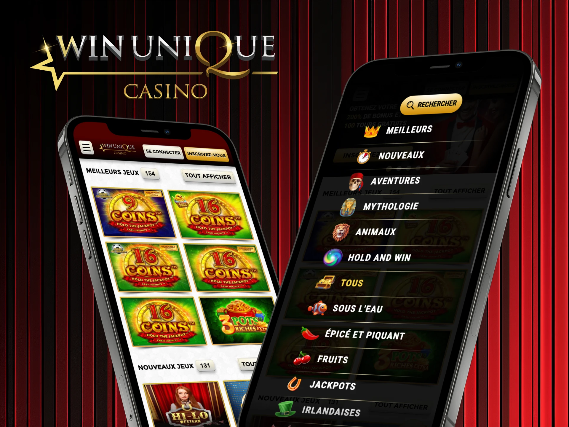 Jouez à tout moment, n'importe où avec l'application mobile Win Unique Casino.