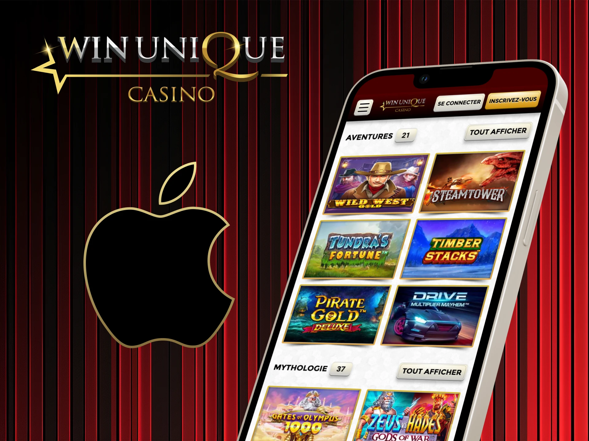 Jouez sur les appareils iOS pris en charge avec l'application Win Unique Casino.