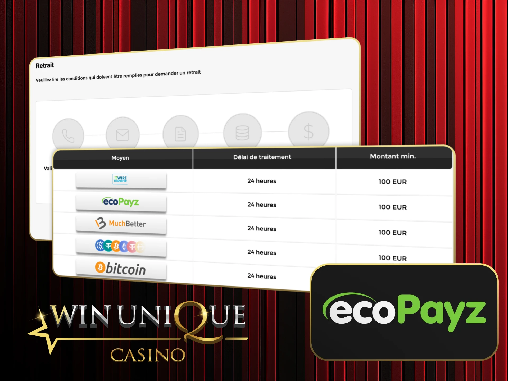 Jouez en toute sécurité avec ecoPayz sur Win Unique Casino.