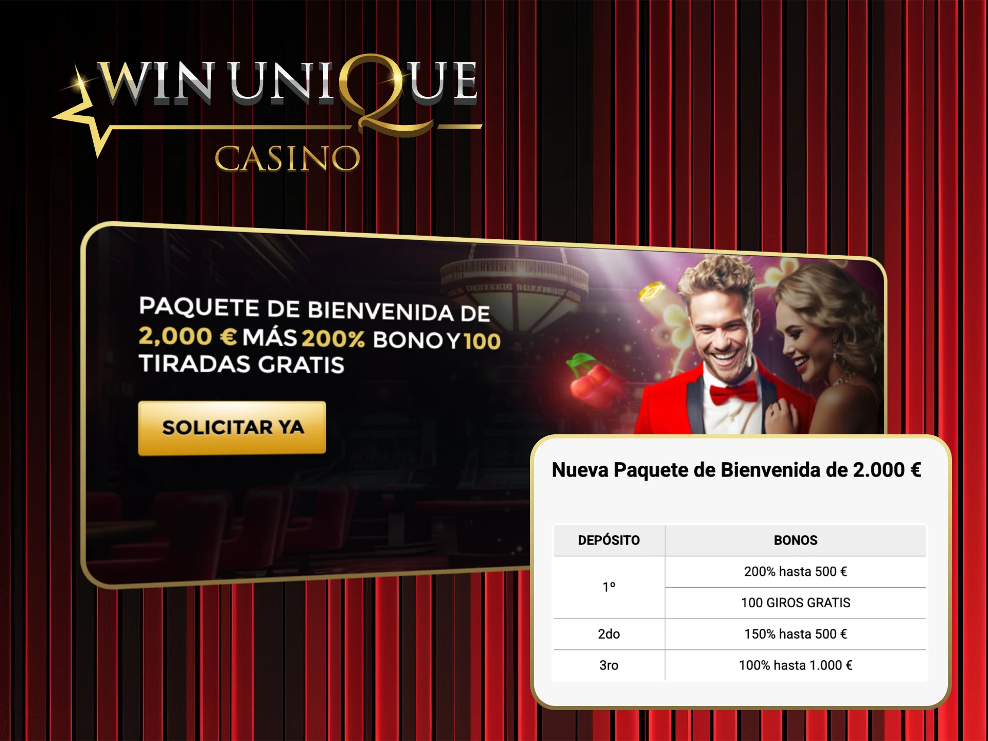 Comience su viaje con un gran bono en Win Unique Casino.