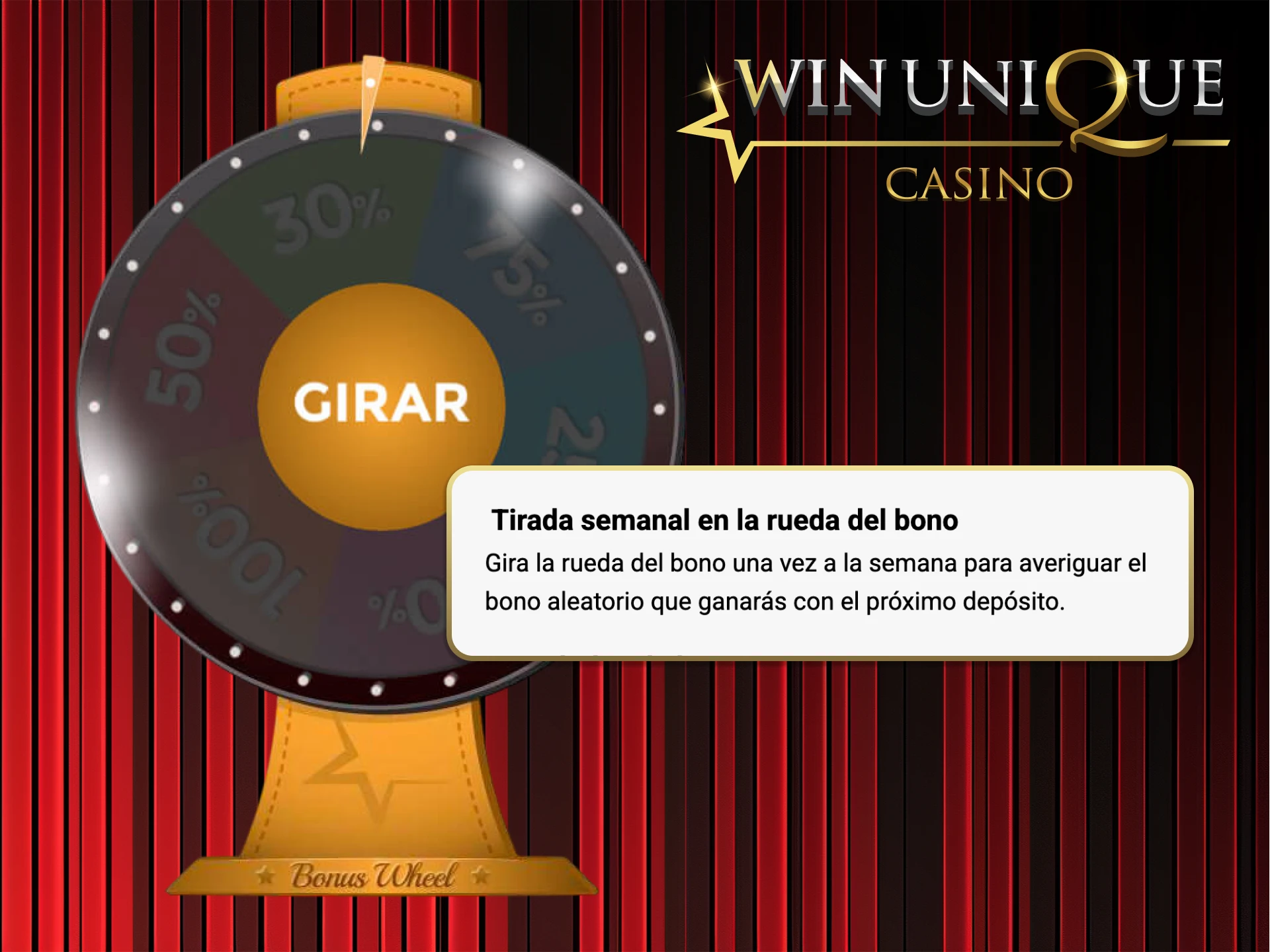 Gira la rueda de bonificación y gana increíbles recompensas en Win Unique Casino.