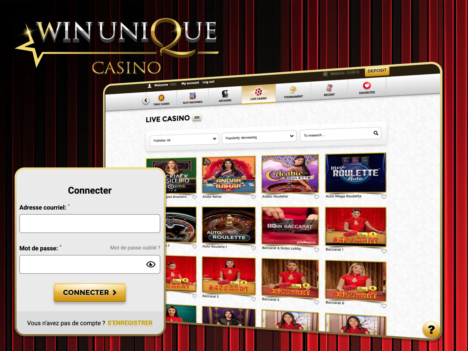 Apprenez à jouer à des jeux de casino en direct et profitez de l'action du vrai croupier au Win Unique Casino.