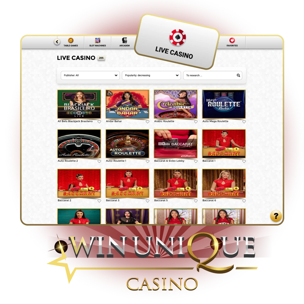 Découvrez l'atmosphère d'un vrai casino au Win Unique Casino.