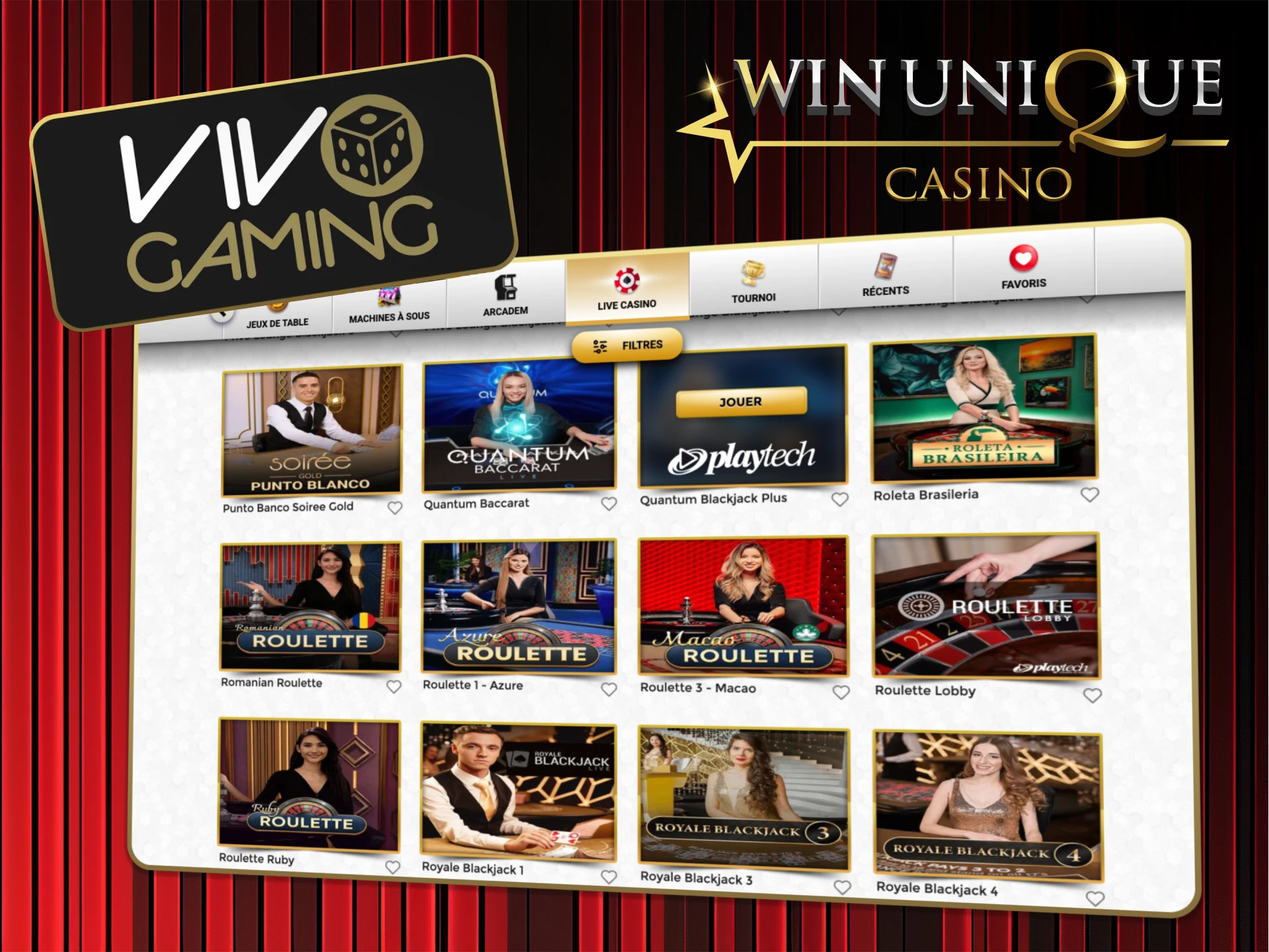 Jouez à des jeux de casino en direct passionnants de Vivo Gaming sur Win Unique Casino.