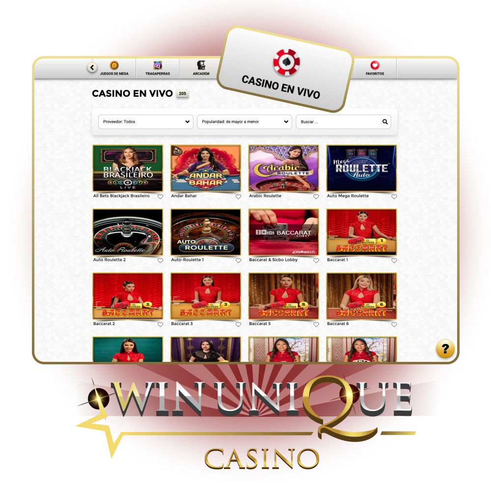 Experimente la atmósfera de un casino real en Win Unique Casino.