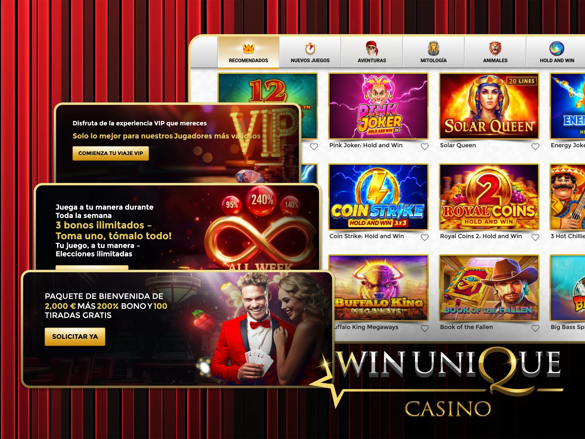 Disfrute de increíbles ofertas de bonificación y recompensas en juegos de casino en Win Unique Casino.