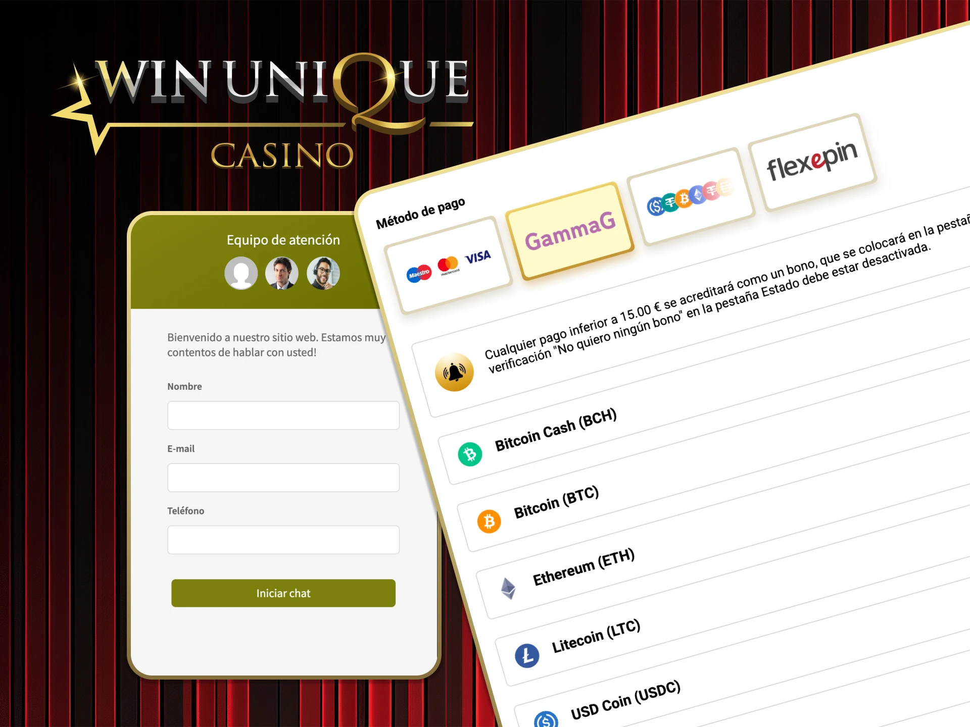 Obtenga ayuda de expertos con los depósitos en Win Unique Casino.