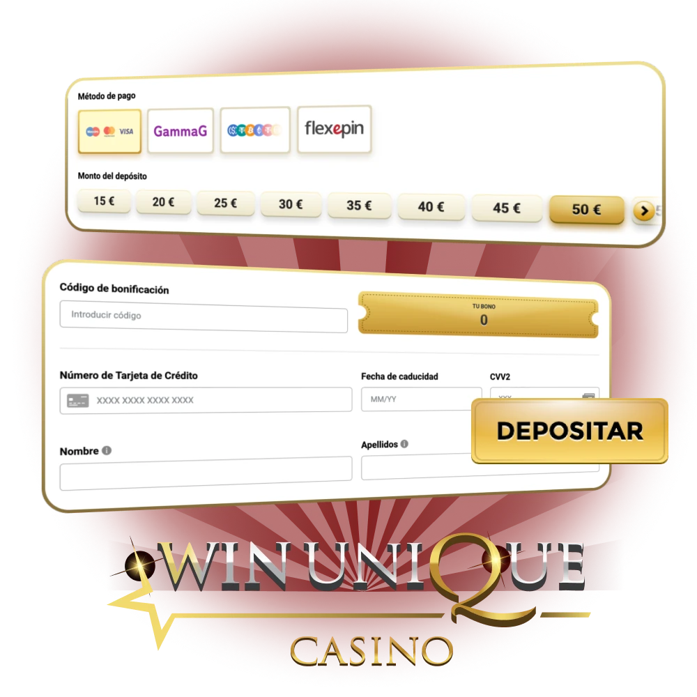 Realiza tu primer depósito en Win Unique Casino y obtén un bono.