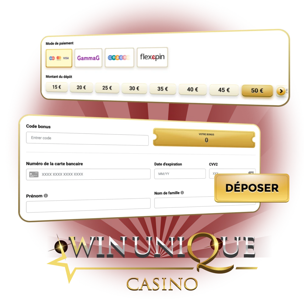 Effectuez votre premier dépôt sur Win Unique Casino et obtenez un bonus.