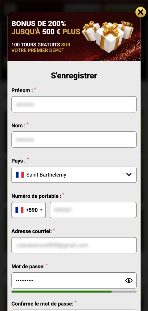 Entrez vos coordonnées pour commencer à jouer au Win Unique Casino.