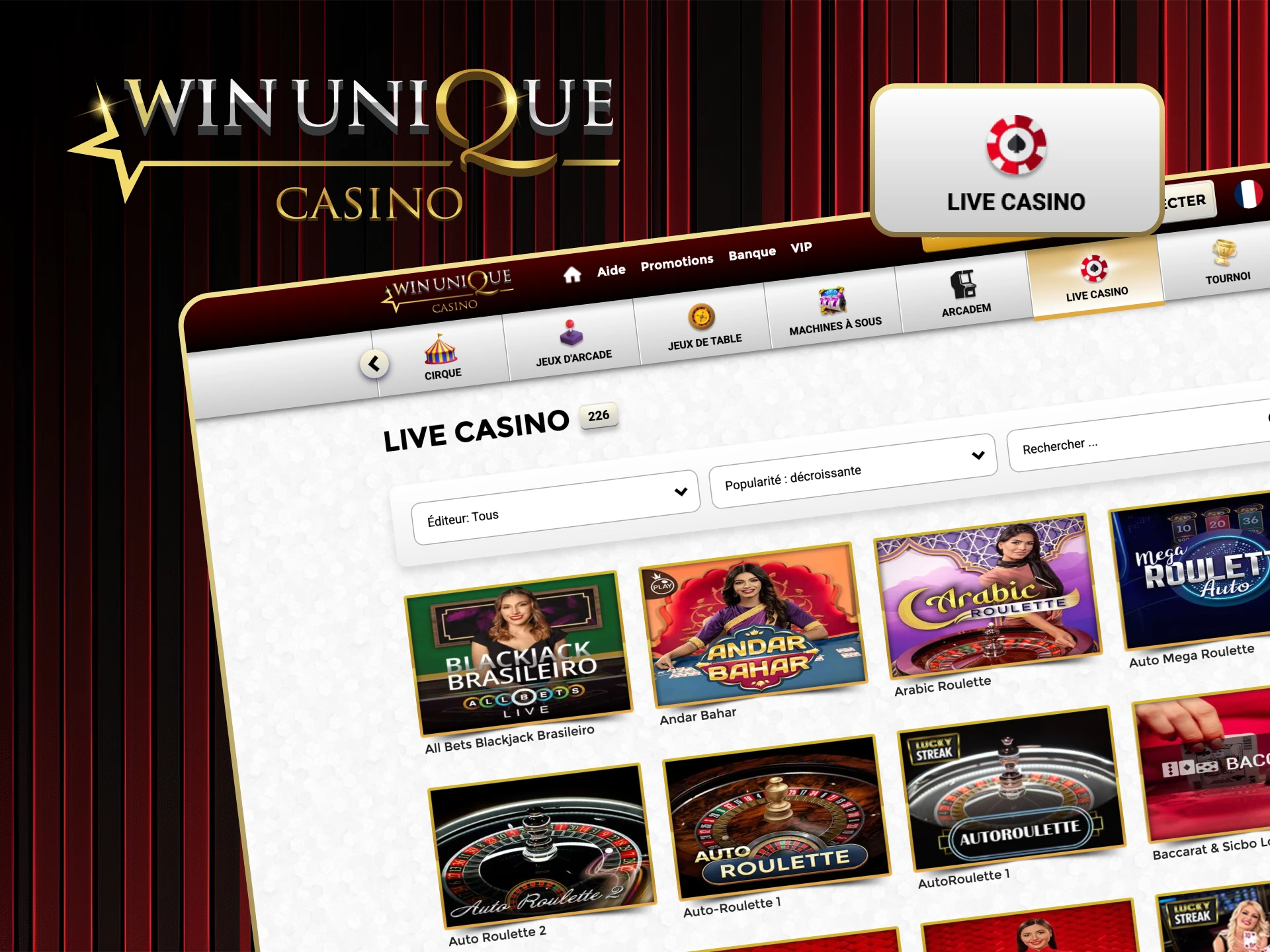 Rejoignez les tables en direct et ressentez le frisson au Win Unique Casino.
