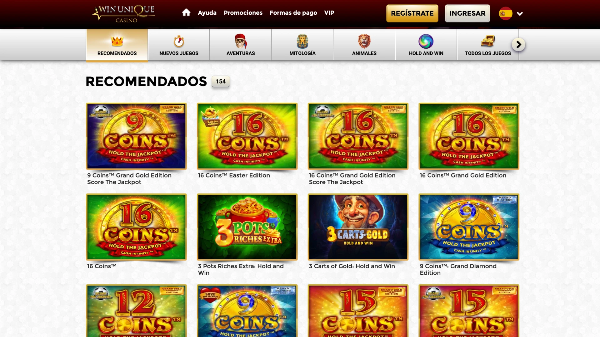 Descubre los juegos de casino recomendados en la página de inicio de Win Unique Casino.
