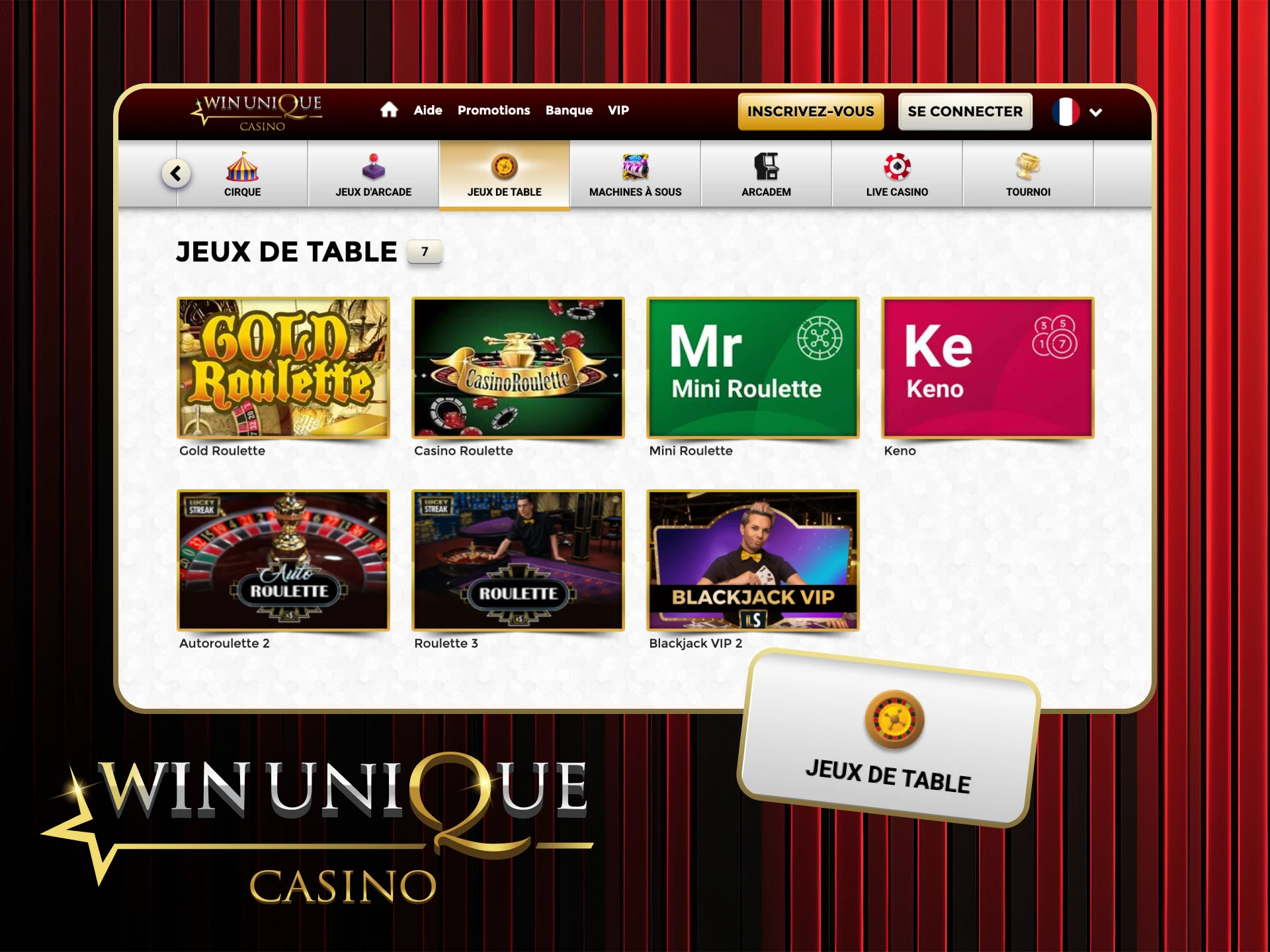 Profitez de jeux de table stratégiques sur Win Unique Casino.