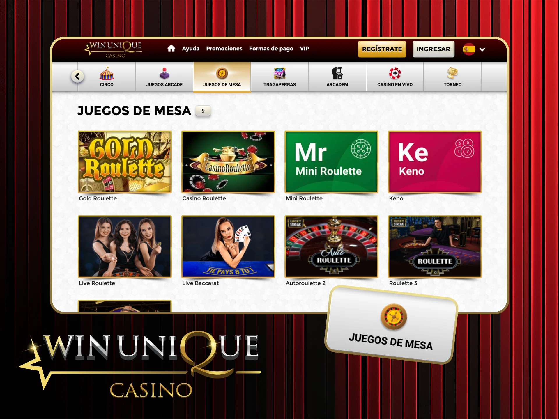 Disfrute de juegos de mesa estratégicos en Win Unique Casino.
