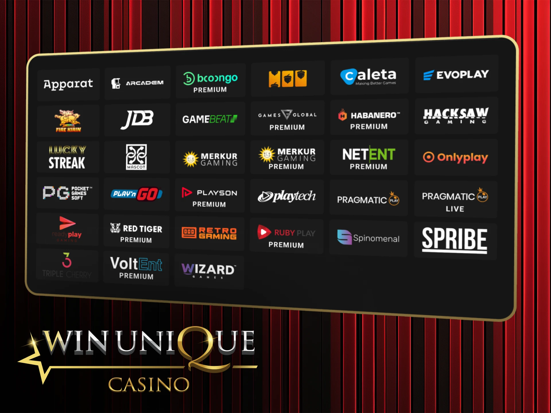 Juega juegos de los mejores proveedores en Win Unique Casino.