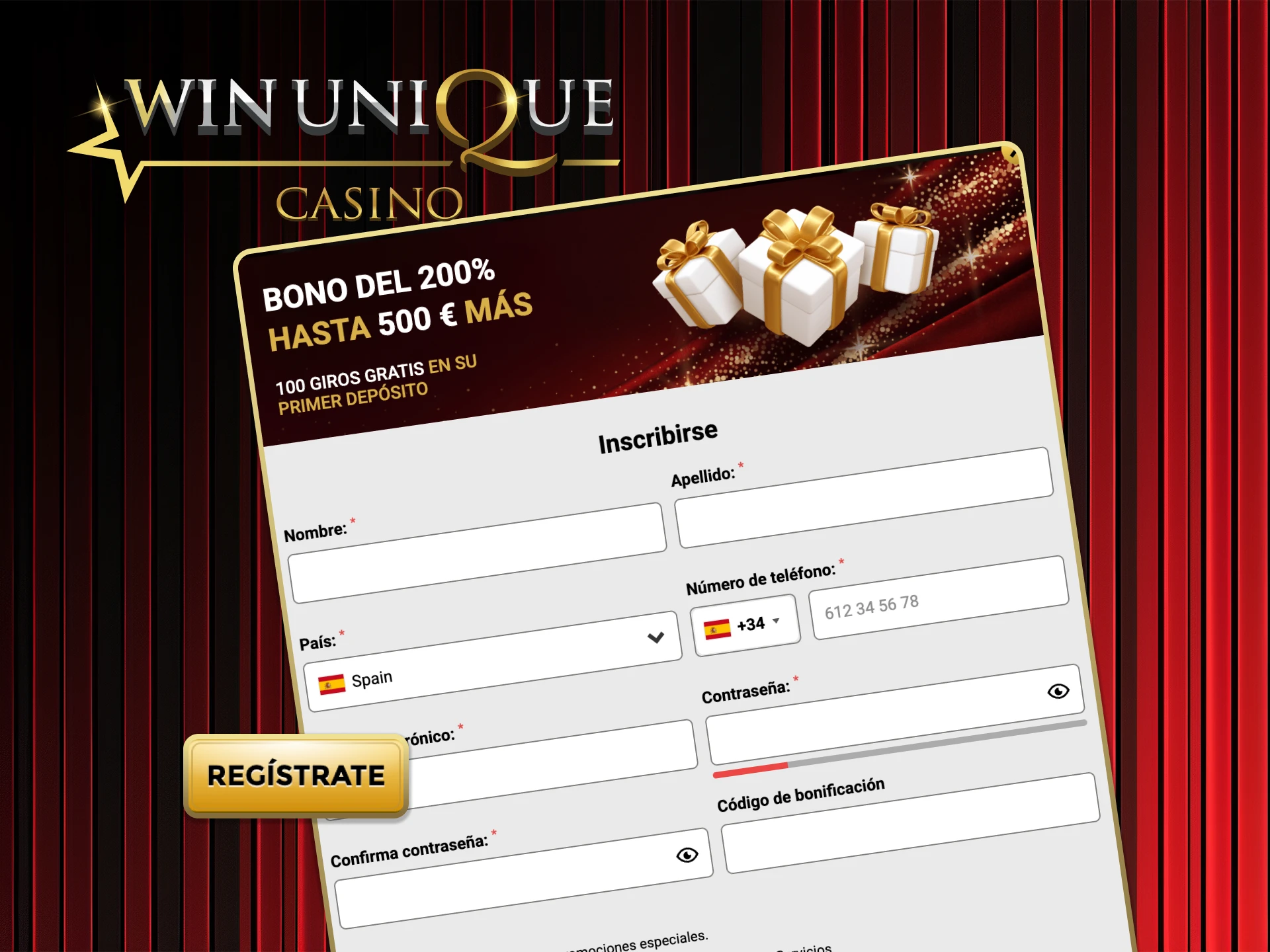 Regístrate ahora y juega en Win Unique Casino en solo unos pocos pasos.