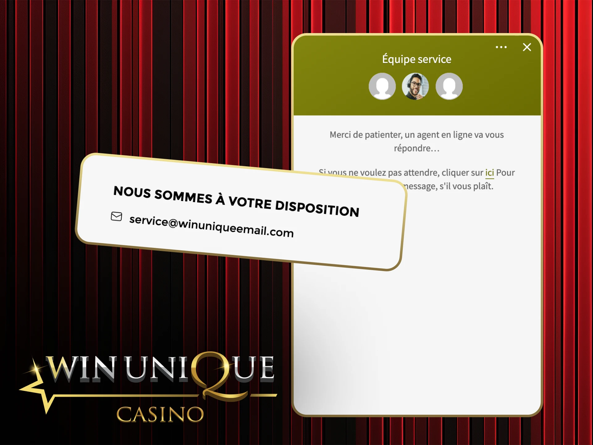 Obtenez des réponses rapides de l'équipe d'assistance de Win Unique Casino.