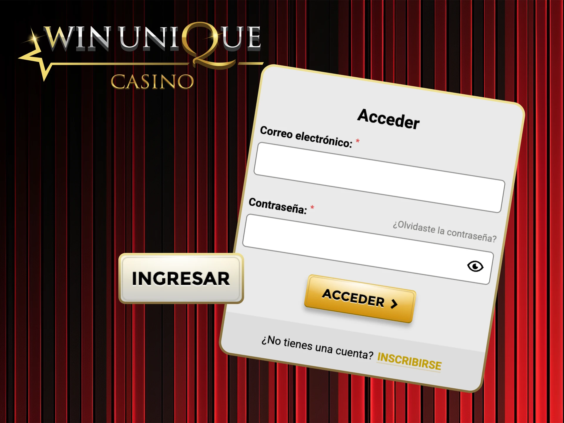 Inicie sesión de forma segura en su cuenta de Win Unique Casino y comience a jugar.
