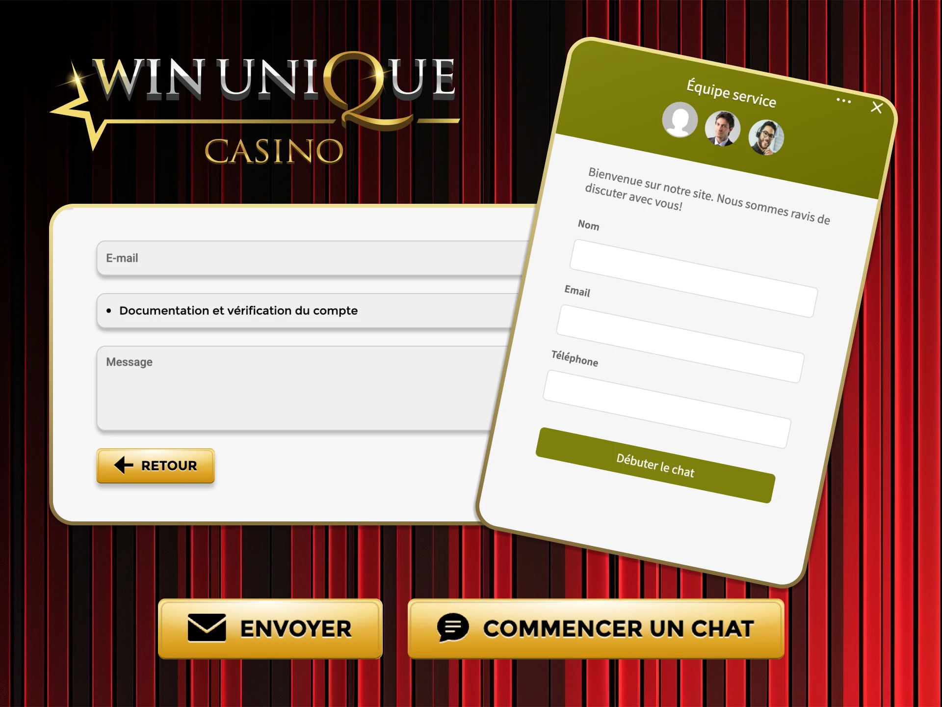 Explorez plusieurs canaux d'assistance pour obtenir de l'aide sur Win Unique Casino.