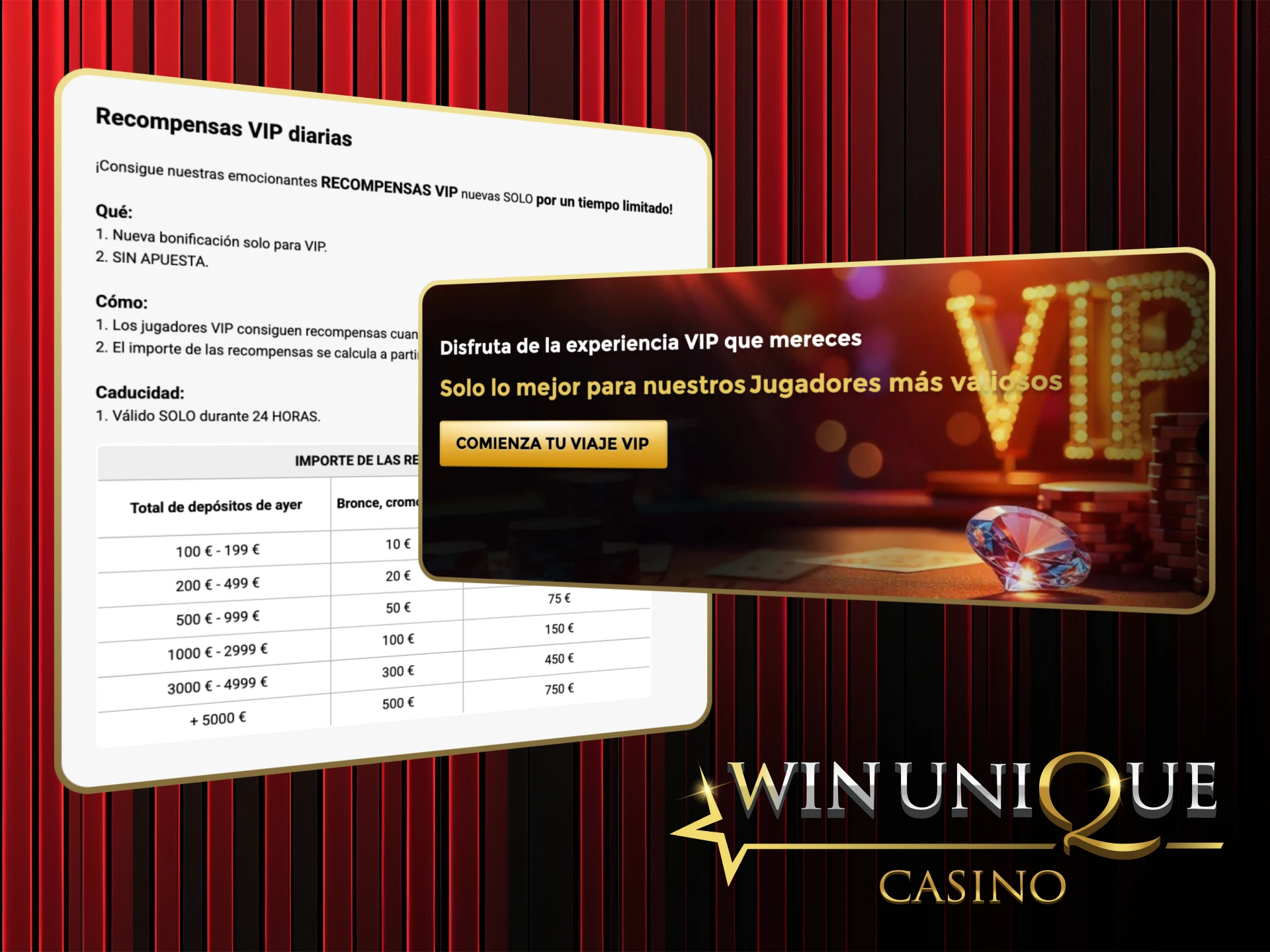 Desbloquea privilegios y ofertas especiales convirtiéndote en VIP en Win Unique Casino.